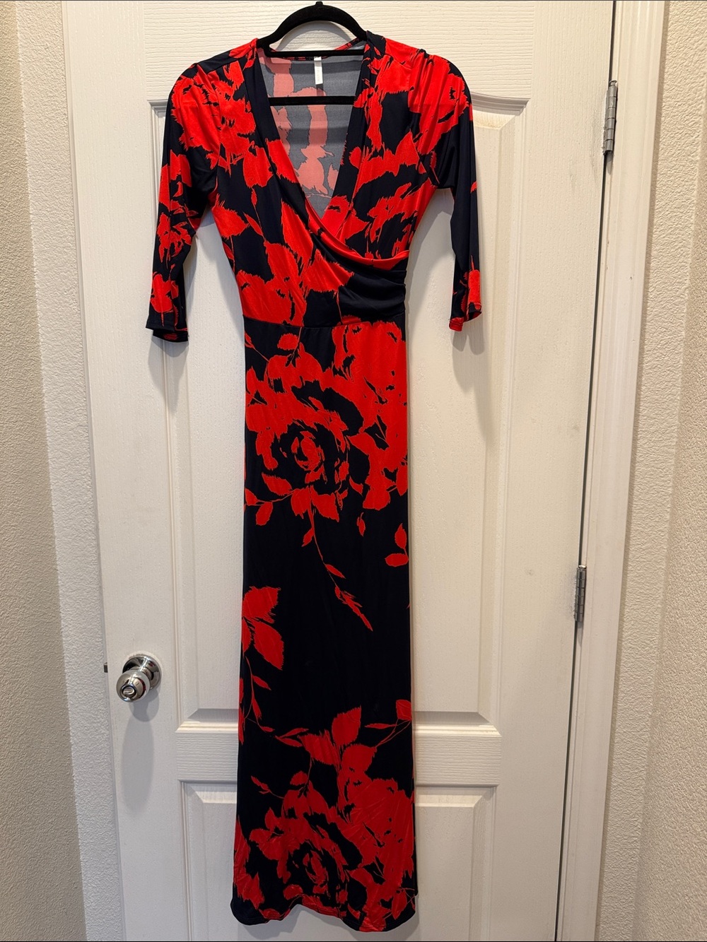 Pinkblush Black Maxi Dress with Red Floral Print